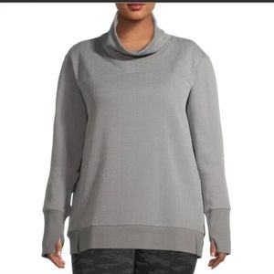 Avia Pullover Sweater Gray Herringbone 24W-26W 3X Plus-size